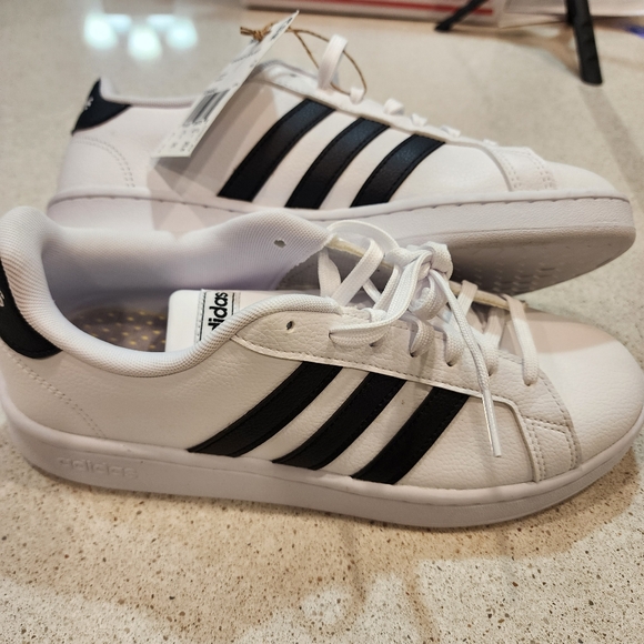 Adidas Grand Court Shoes Mens Size 9 White Black Cloudfoam Casual Tennis - Picture 5 of 8